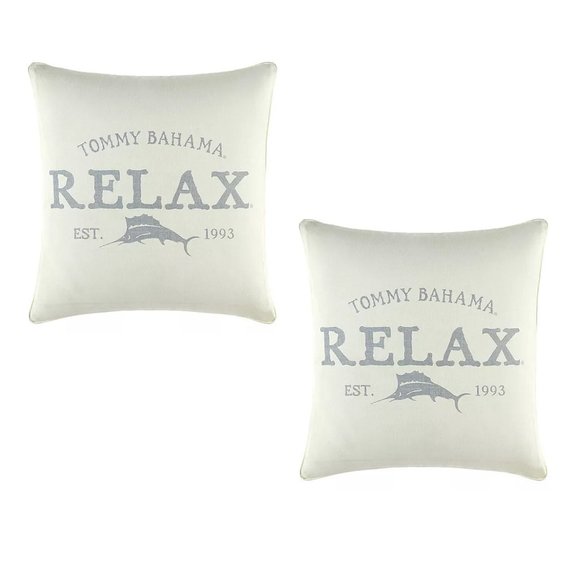 2 TOMMY BAHAMA 20" x 20" Raw Coast Accent Pillows featuring Gray Marlin Sailfish - Picture 1 of 8